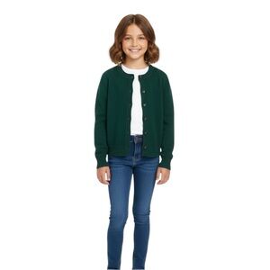 Susan Bristol Girl’s Size M 100% Merino Wool Green Cardigan Sweater
